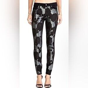 7 For All Mankind Black and Gray Floral Jeans Size 27